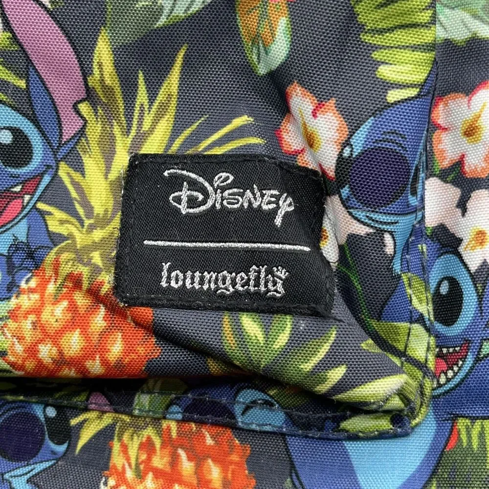 Loungefly Disney Stitch Nylon Full Size Backpack Hawaii Pineapple Floral